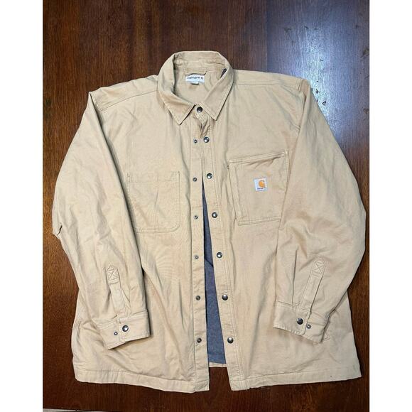 Carhartt Other - Carhartt Mens Rugged Flex Relaxed Fit Canvas Fleece Lined Shirt Jacket size XXL